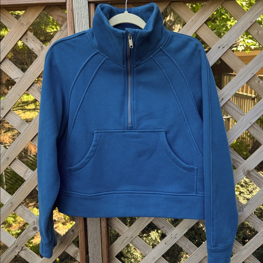 Cropped Pullover Fleece Lined Sweatshirt Quarter Zip Women's Pullover Size Small